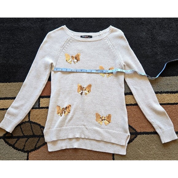 Sugar Rush Girls Size Large Mint Sweater with Silver Sequence Stars - Picture 4 of 5